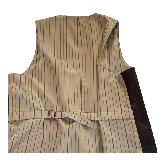 Men's Brown Faux Leather Vest Chaka Vest L Lined Western Steampunk - Picture 6 of 8
